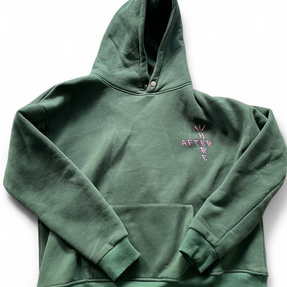 Green Hoodie with Pink Embroidery